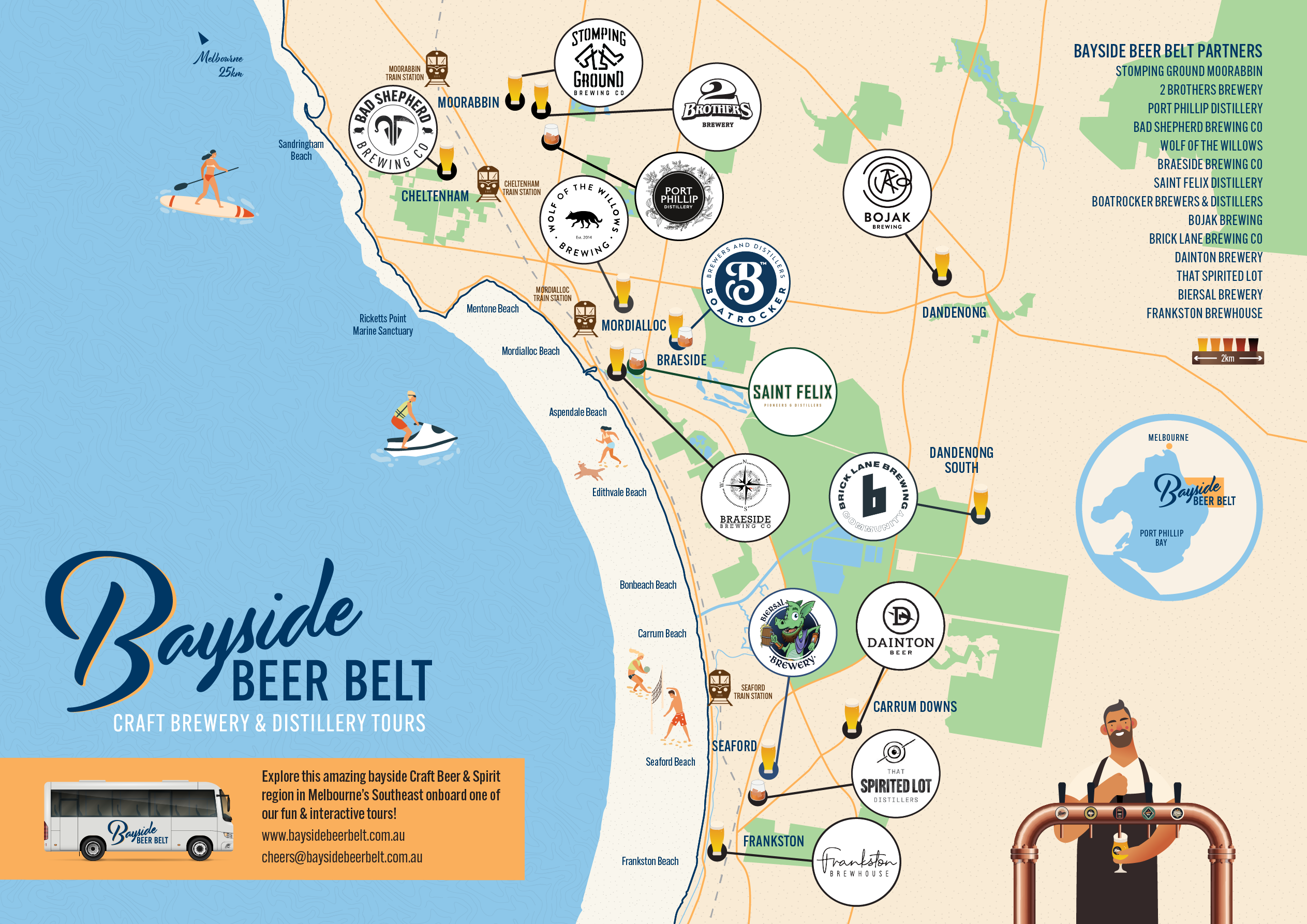 Bayside Beer Belt map